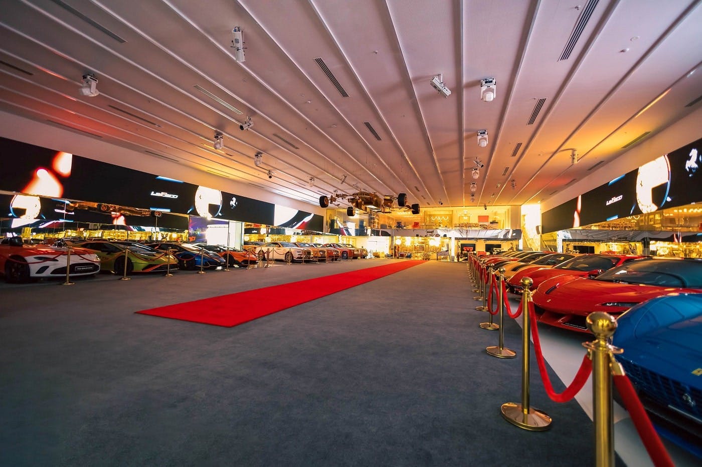 supercars with red carpet